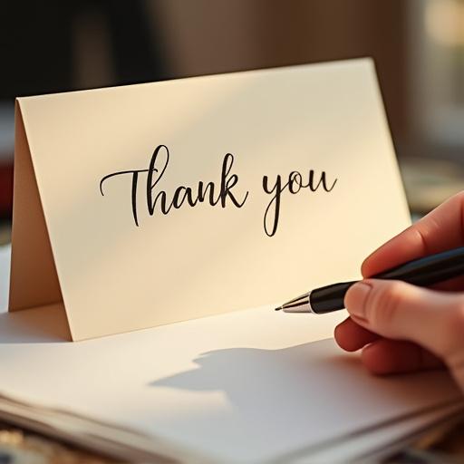 Ett personligt, handskrivet tackkort till en anställd.